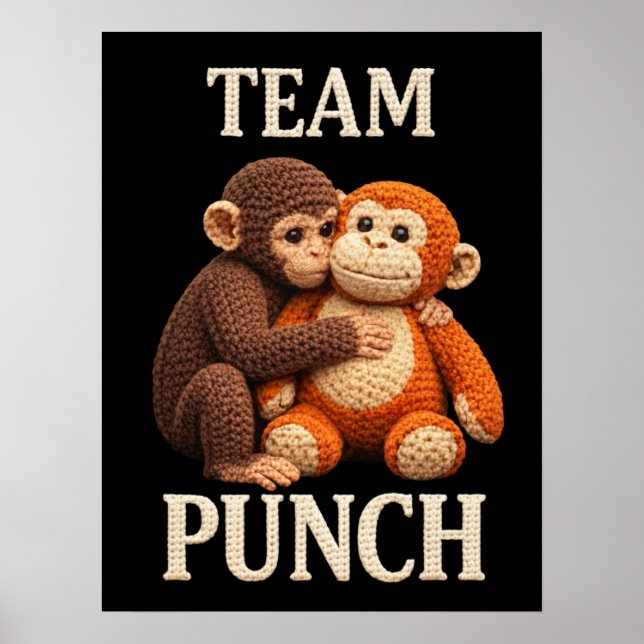 Poster Padrão de Crochê do Soco do Macaco Bebê Fofo Amigu (Frente)