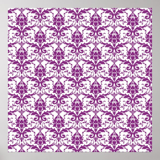 Poster Padrão de Damasco Roxo (Frente)