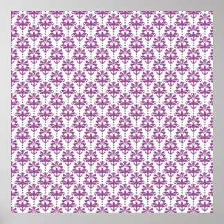 Pôster Padrão de Damasco Roxo Elegante