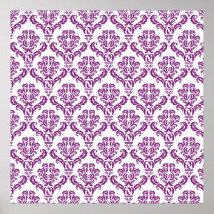 Poster Padrão de Damasco Roxo Vintage