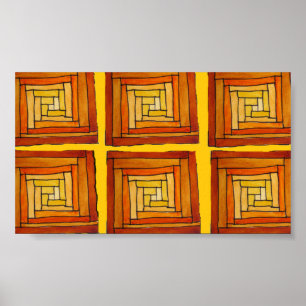 Poster padrão de deco de arte amarela e marrom