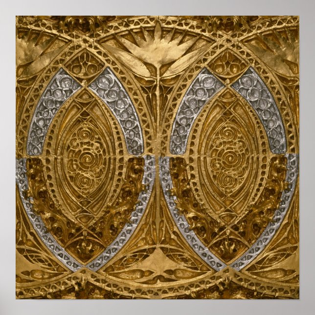 Poster Padrão De Deco De Arte De Prata E Dourada (Frente)