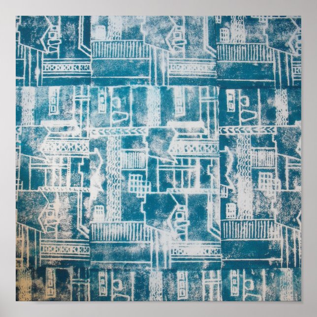 Pôster Padrão de Derby Azul (Frente)