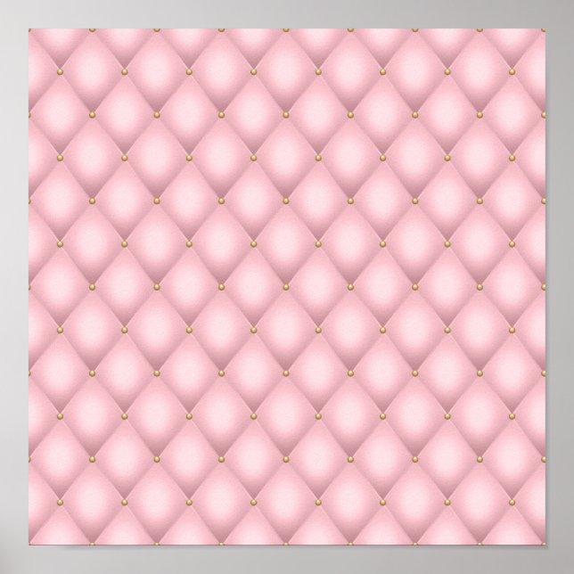 Poster Padrão de Diamante Tufado de Luxo Rosa (Frente)