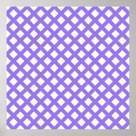 Poster Padrão de Diamante Xadrez Branco Roxo