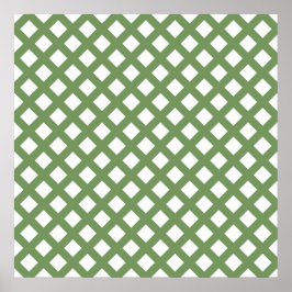 Poster Padrão de Diamante Xadrez Verde Branco