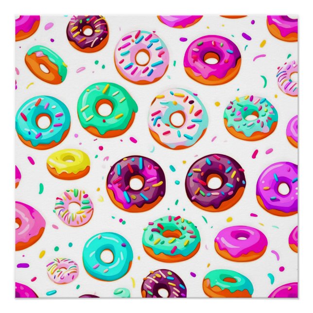 Pôster Padrão de donuts de creme delicioso (Frente)