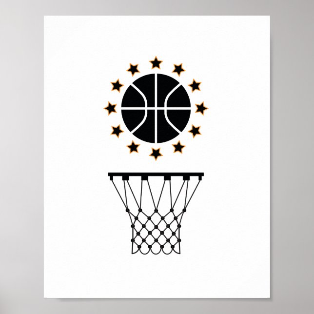 Poster Padrão de equipamento de basquete preto e branco (Frente)