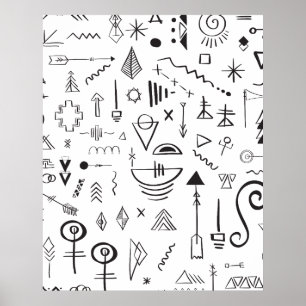 Poster Padrão de esboço boho doodle