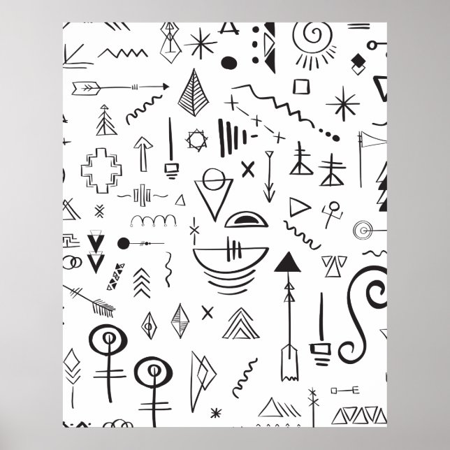 Poster Padrão de esboço boho doodle (Frente)