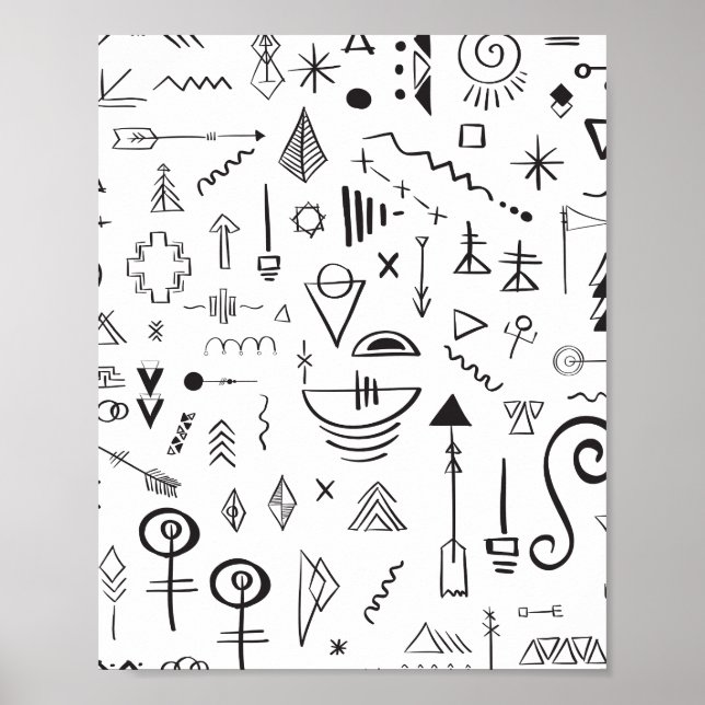 Poster Padrão de esboço boho doodle (Frente)