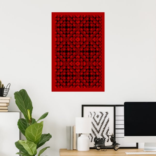 Poster Padrão de Esferas Geométricas Ilusão Óptica 3D Ver (Escritório em casa)