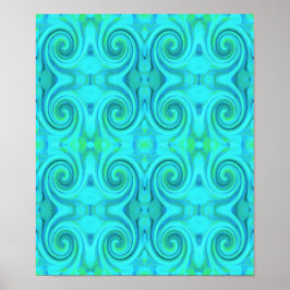 Poster Padrão de espiral de Arte Líquida de Abstrato Azul