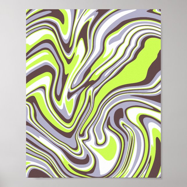 Poster Padrão de espiral verde abstrato (Frente)