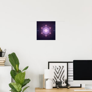 Poster Padrão de Estrela de Geometria Sagrada Luminosa