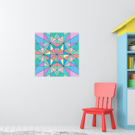 Poster Padrão de Estrela Triangular Mosaico Pastel Retro