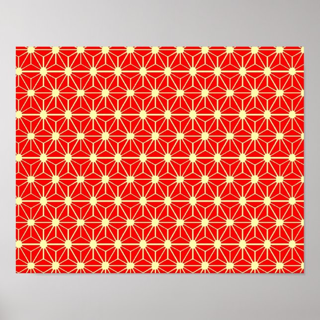 Poster padrão de estrelas vermelhas com linha amarela (Frente)