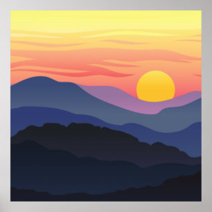 Poster Padrão de exibição do Sunset abstrato