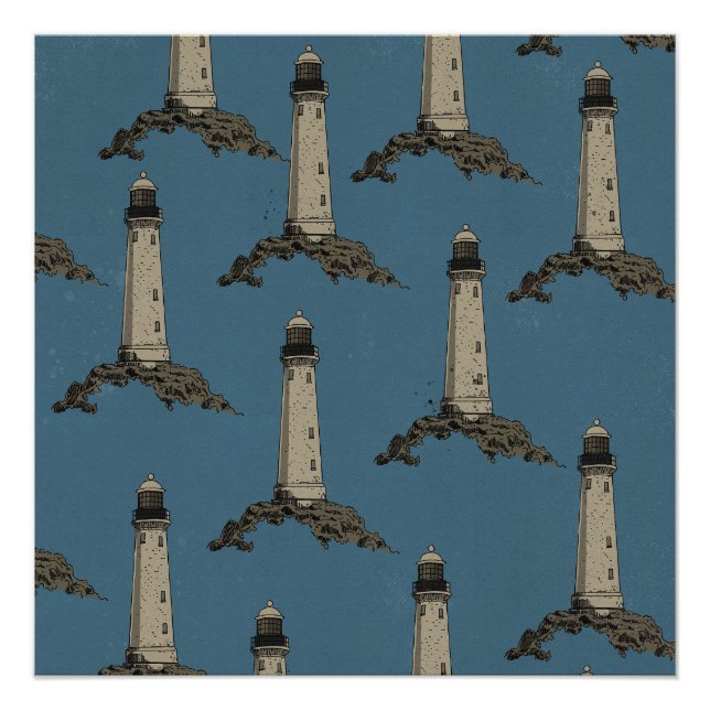 Pôster Padrão de farol vintage (Frente)