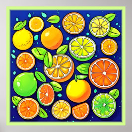 Poster Padrão de Fatia de Citros Frescos