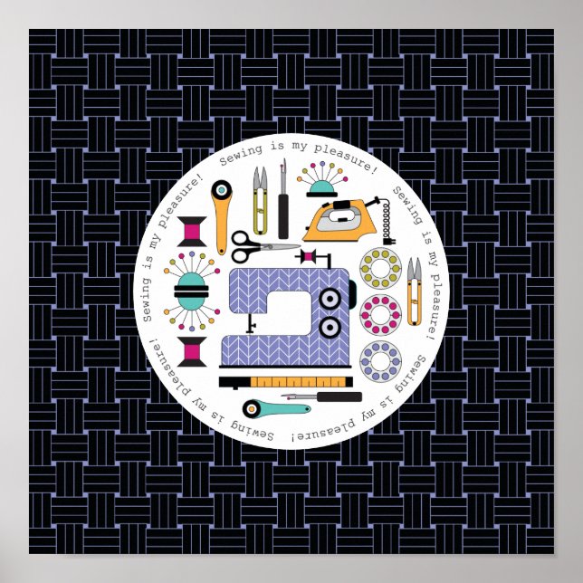 Poster Padrão de ferramentas e suprimentos de costura mod (Frente)