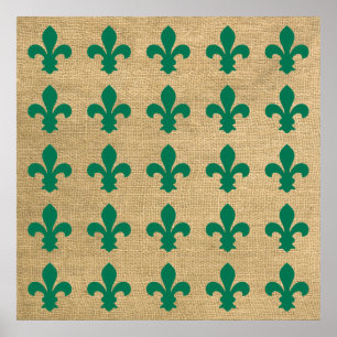 Pôster Padrão de Fleur de Lys, Moods Parisienses Verdes