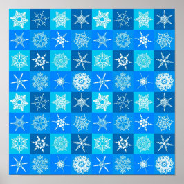 Poster Padrão de Flocos de Neve Azuis