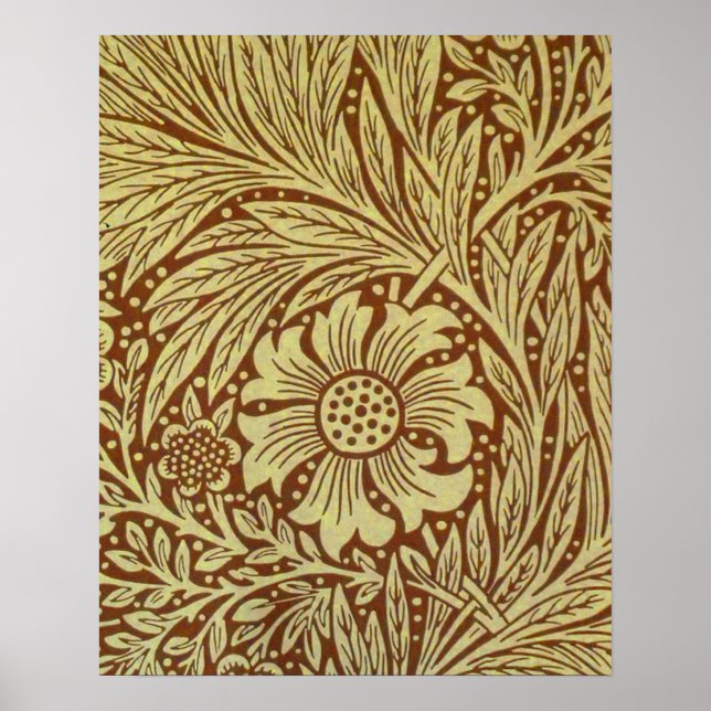 Poster Padrão de Flor Antiga Marigold de William Morris (Frente)