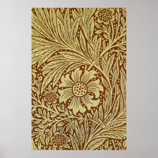 Pôster Padrão de Flor Antiga Marigold de William Morris (Frente)