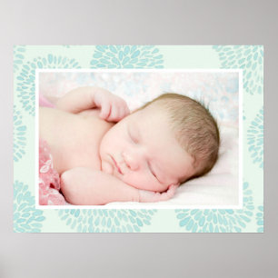 Poster Padrão de Flor Azul Pastel Personalizado Foto de B