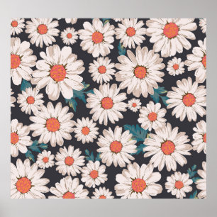 Poster Padrão de Flor da Margarida do Flor Sensível