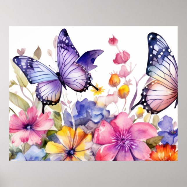 Poster Padrão de flor de borboleta (Frente)