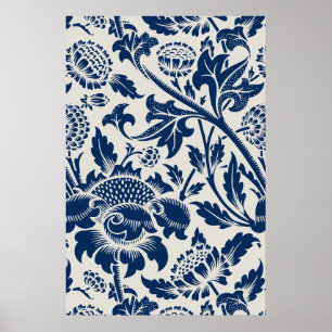 Poster padrão de flor de crisântemo William Morris
