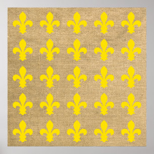 Poster Padrão de Flor de Lys - Modos Parisienses Amarelo