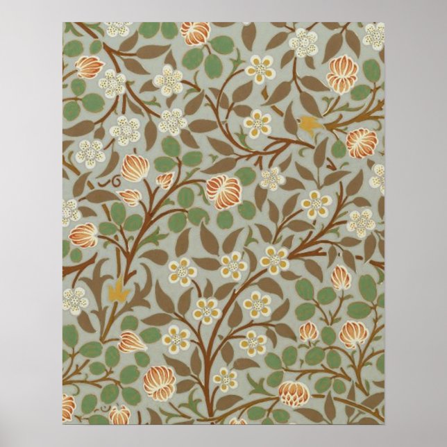 Poster Padrão de Flor de Trevo de William Morris (Frente)