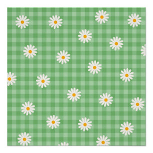 Pôster Padrão de Flor de Verificação Gingham da Xadrez de