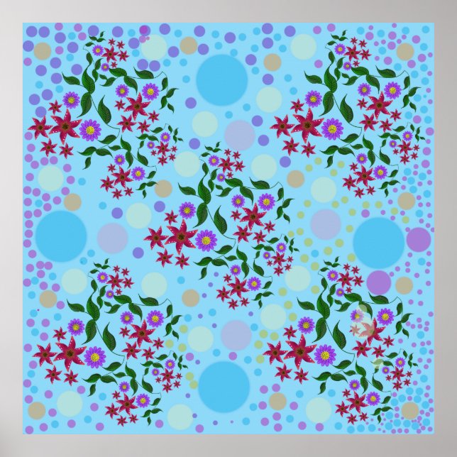Poster Padrão de Flor e Videira Personalizado Fofo Kidcor (Frente)