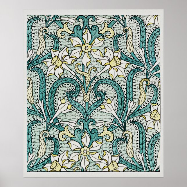 Poster Padrão de flor Jonquil, Art Nouveau (Frente)
