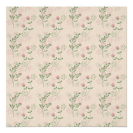 Pôster Padrão de Flor Verde Rosa Y2K 70s Rosa Verde
