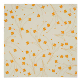 Pôster Padrão de Flor Y2K 70s do Orange Beige Retro