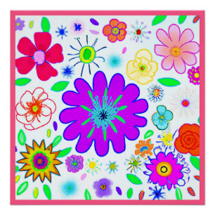 Pôster Padrão de Flores Coloridas