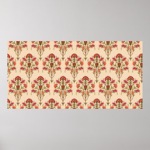 Poster padrão de flores de múghes sem soldadura de design