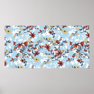 Poster Padrão de flores sem costura. Bba floral simples