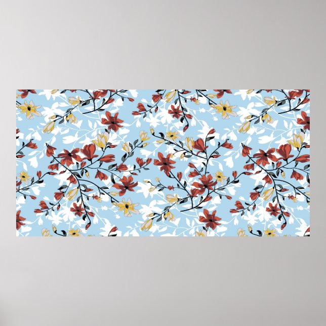 Poster Padrão de flores sem costura. Bba floral simples (Frente)