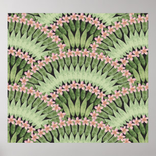 Poster Padrão de Flores Tropicais Pintadas À Mão