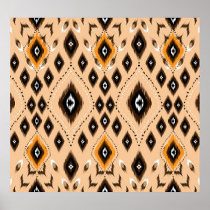 Poster Padrão de Folclore Geométrico Geométrico Ikat