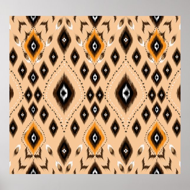 Poster Padrão de Folclore Geométrico Geométrico Ikat (Frente)