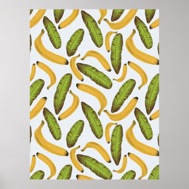 Poster Padrão de Folha de Banana Tropical (Frente)