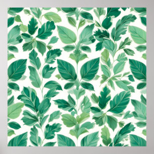 Poster Padrão de Folhagem Verde Lush