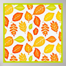 Poster Padrão de Folhas Coloridas